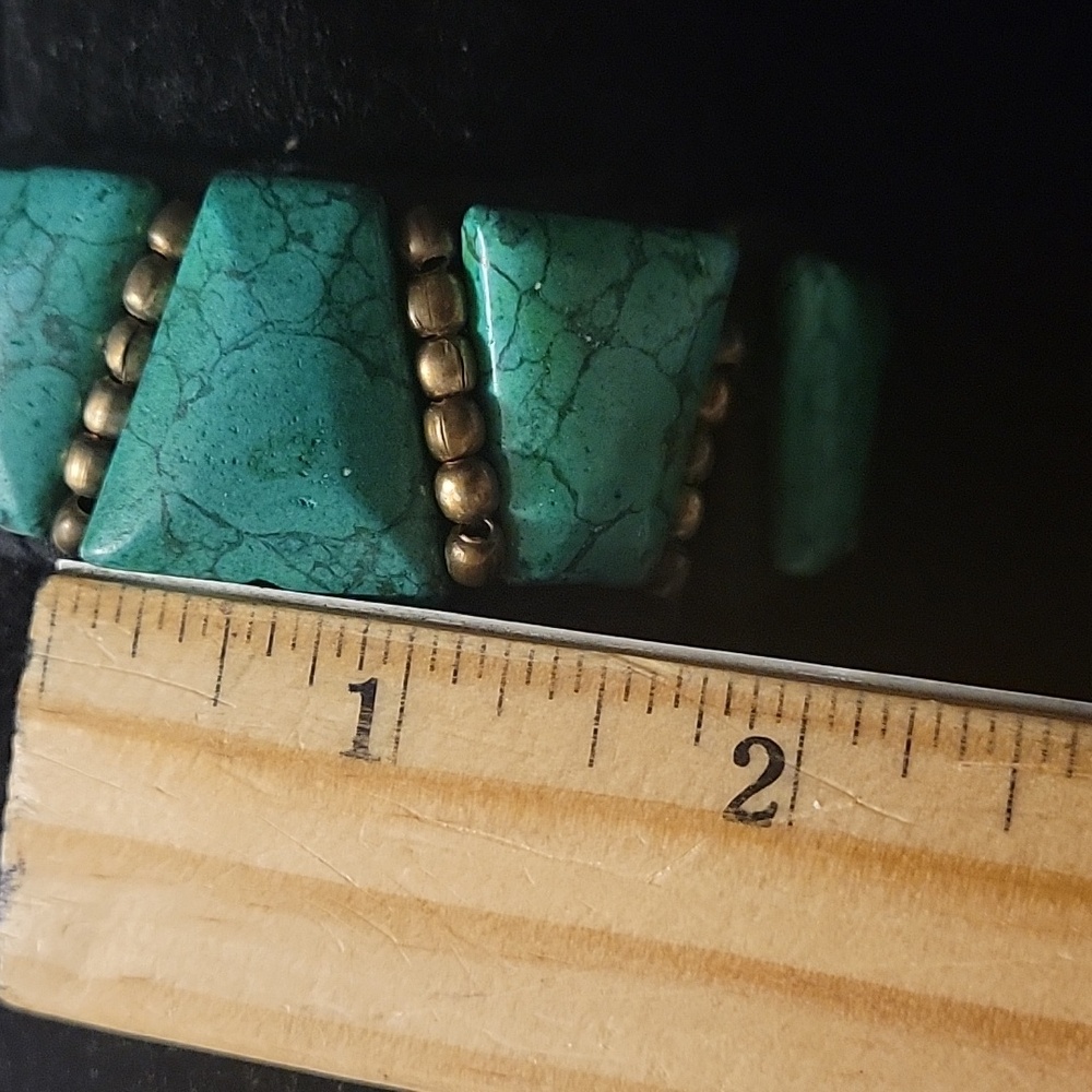 Ooak Turquoise Stretch Opened Cuff Bangle Nwot - image 5